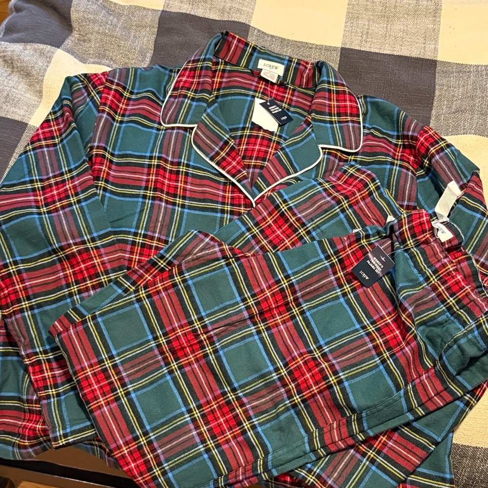 J. Crew Tartan Womens 2 piece Plaid Pajama Set L